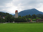 Blick zur Kirche St. Mauritius in Stein im Allgäu